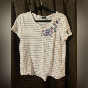 1 white and cream shirt and 1 blue shirt both medium